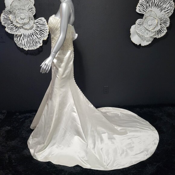 NWT~$1850~CB COUTURE~6/8~IVORY STRAPLESS MERMAID FIT & FLARE WEDDING DRESS - Picture 4 of 16